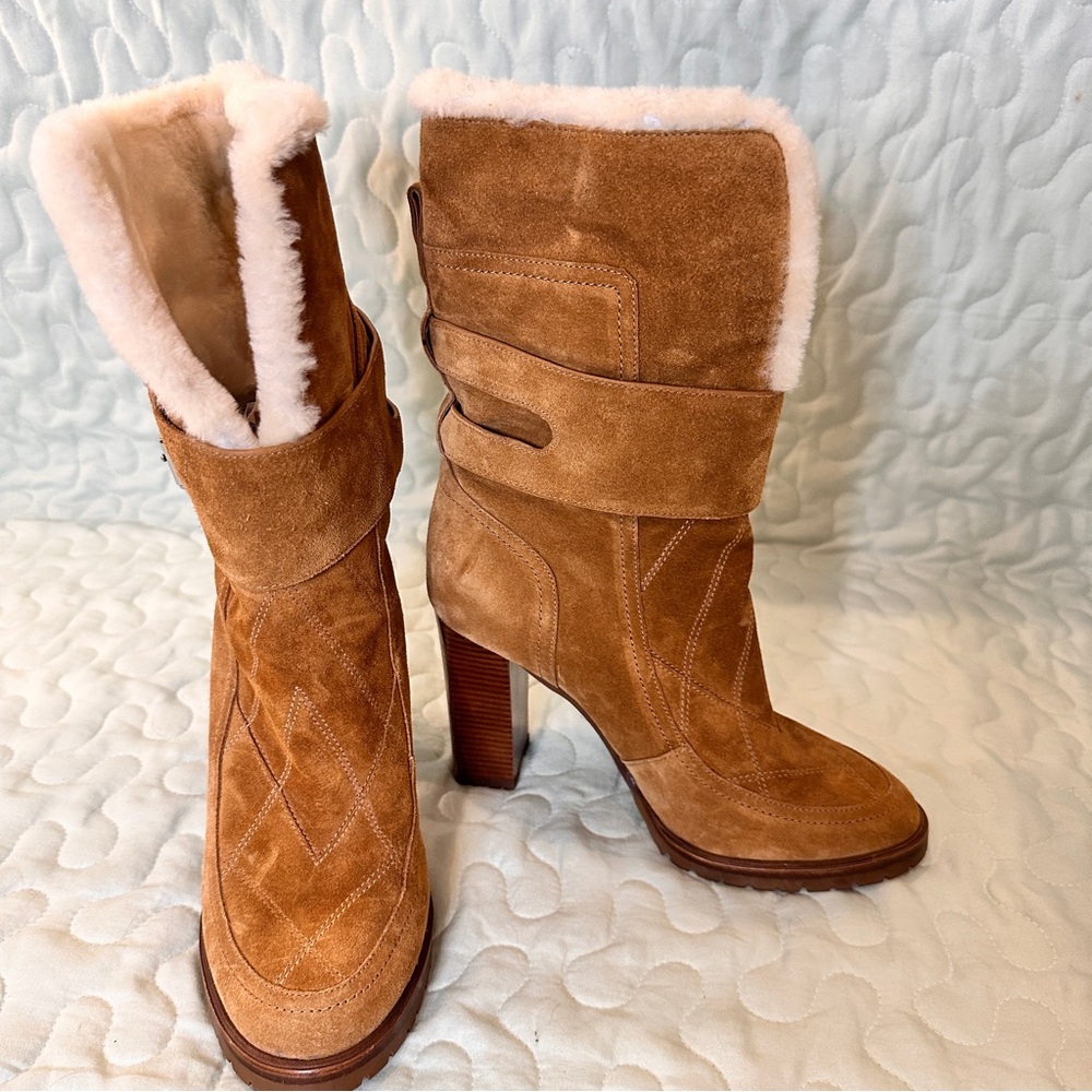Sigerson Morrison Evanlee‎ Dyed Shearling Suede Boots 7.5 Brand New - Picture 2 of 15